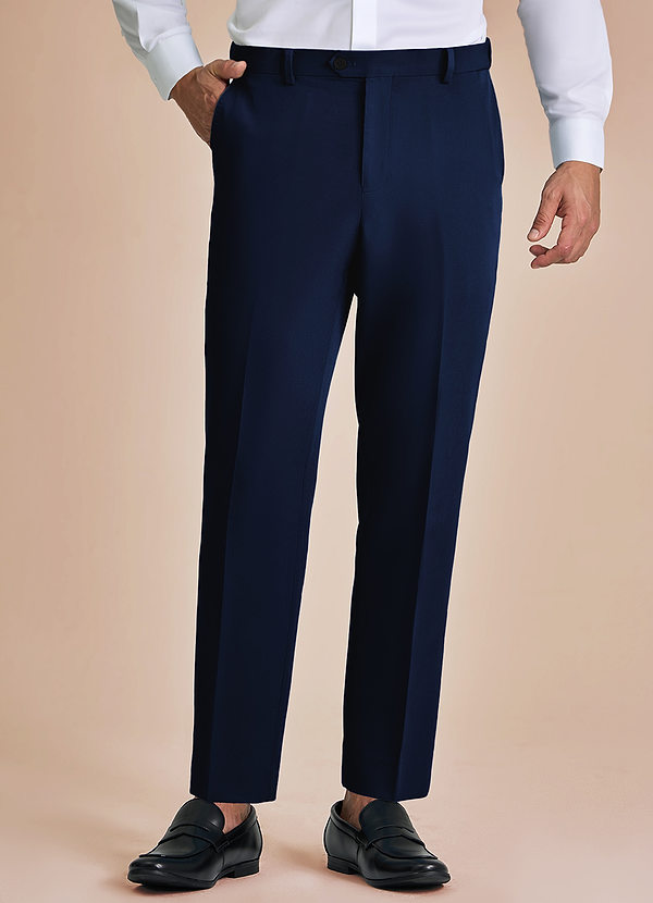 front James Blue Structured Stretch Dress Pants