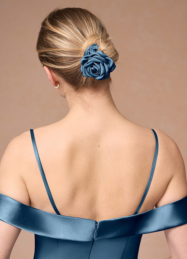 front Matching Color Matte Satin Rose Scrunchie