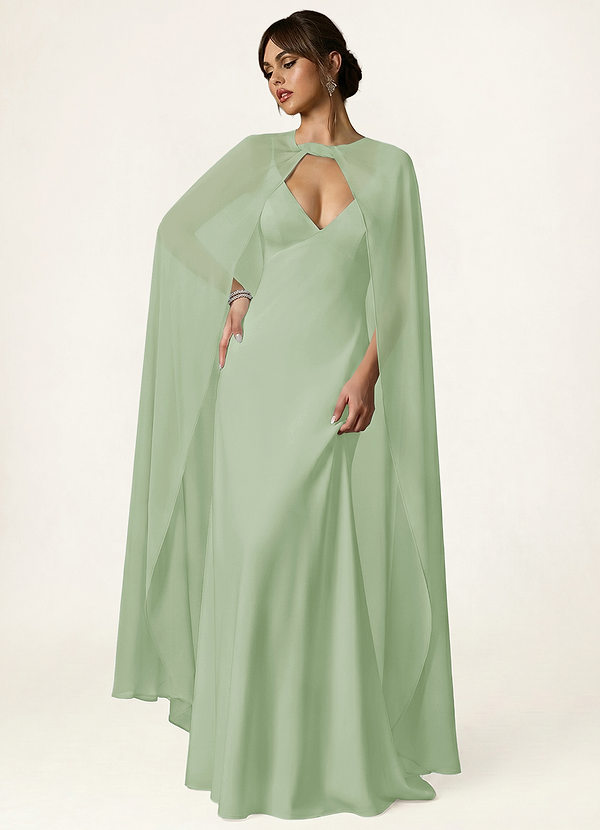 front Azazie Knot-Front Chiffon Long Cape