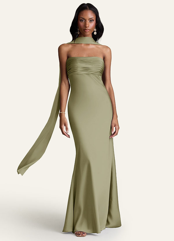 front Azazie Bufanda de satén elástico de color a juego