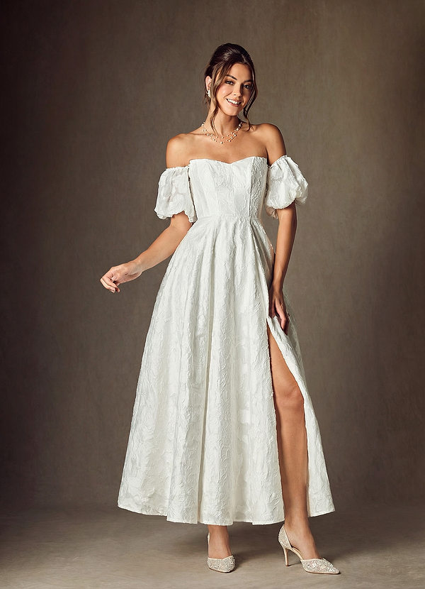 Azazie Clotille Diamond White Ball-Gown Sweetheart Neckline Floral