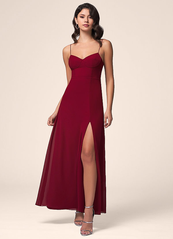 red long sleeve evening gown