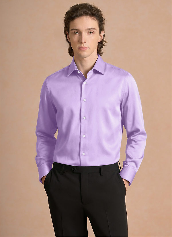 front Julian Lila Camisa de vestir de satén elástico