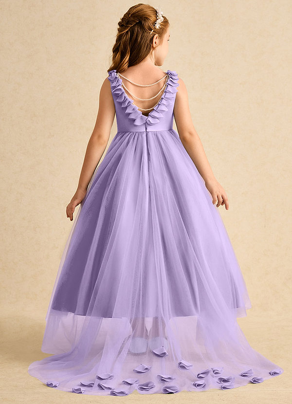 Azazie Lorita Robes de Fillette d'Honneur Robe Trapèze en Tulle Perlé Lilas image1