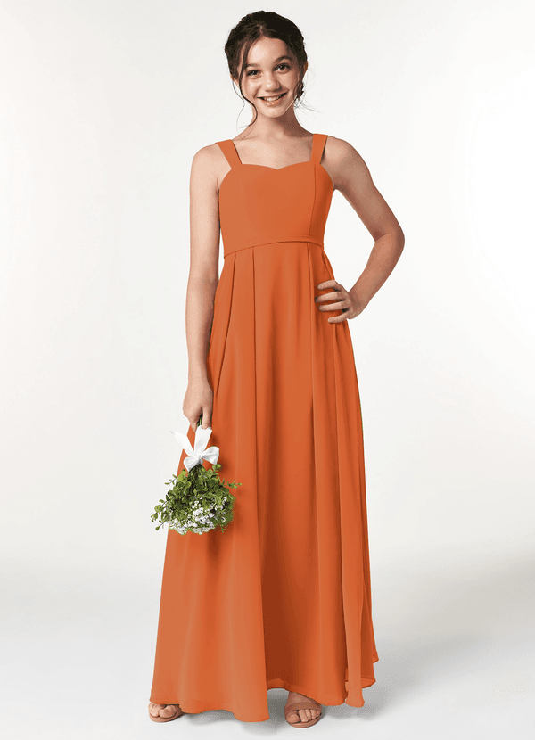 Azazie Simoan Junior Cinnamon A-Line Sweetheart Neckline Chiffon Dress image1