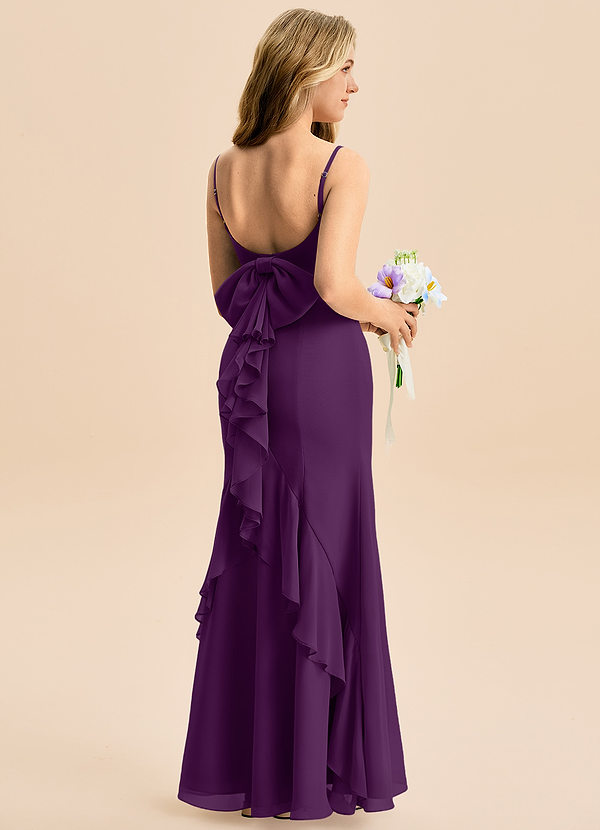 Azazie Lioren Junior Grape Mermaid Bow Chiffon Dress image1