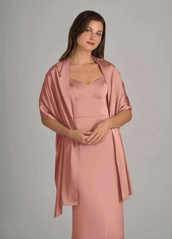 front Azazie Matching Color Ireland Stretch Satin Shawl
