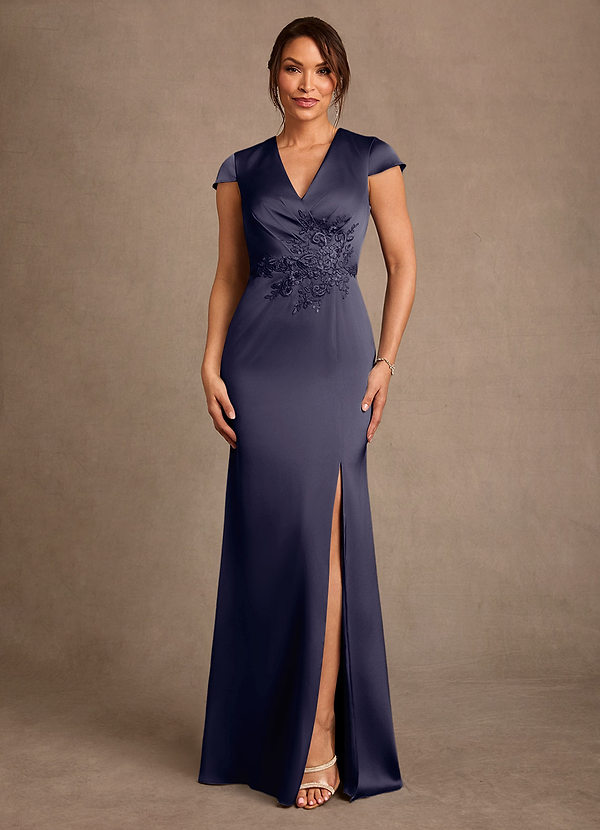 Azazie Rilda Kjoler til brudens mor Skede Blonder Stræk satin Gulv-længde Kjole image1