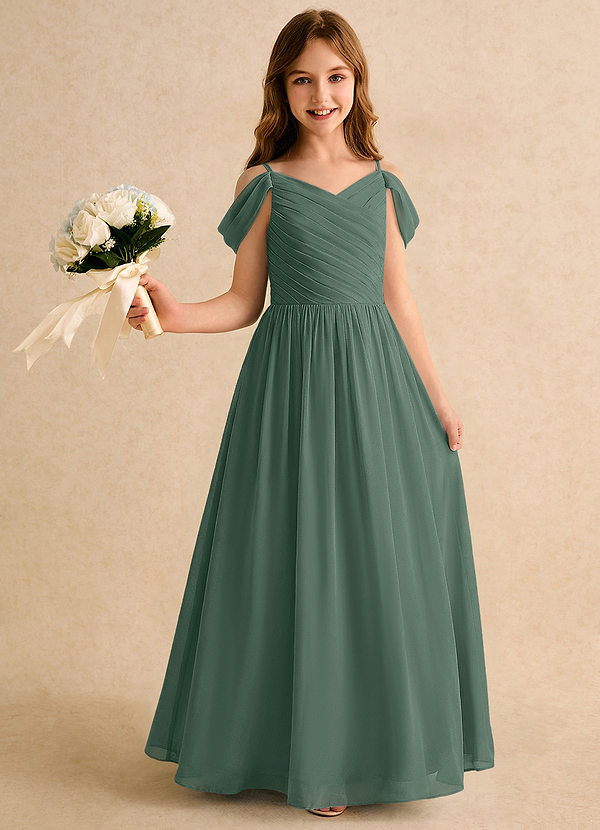 Azazie Chelo Girls Formal Klänningar för brudeflicka Klä A-Linje i Chiffong Plisserad image1