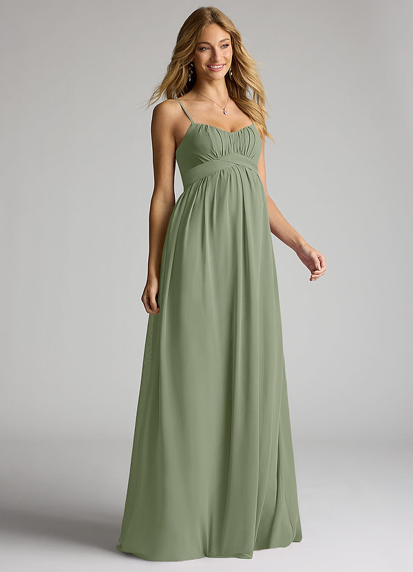 Azazie Llana Maternity Bridesmaid Dresses A-Line Chiffon Floor-Length Dress image1