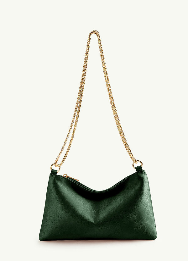 front Matching Color Metallic Satin Adjustable Shoulder Bag