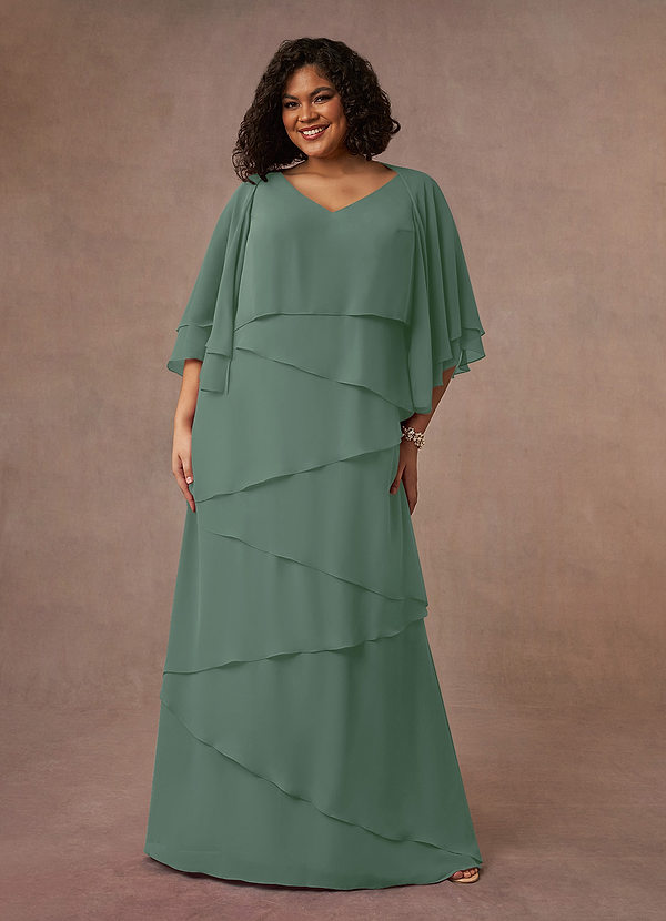 Azazie OHara Abiti da Mamma Sposa Abito A-Line in Chiffon con Scollo a V Eucalipto image1