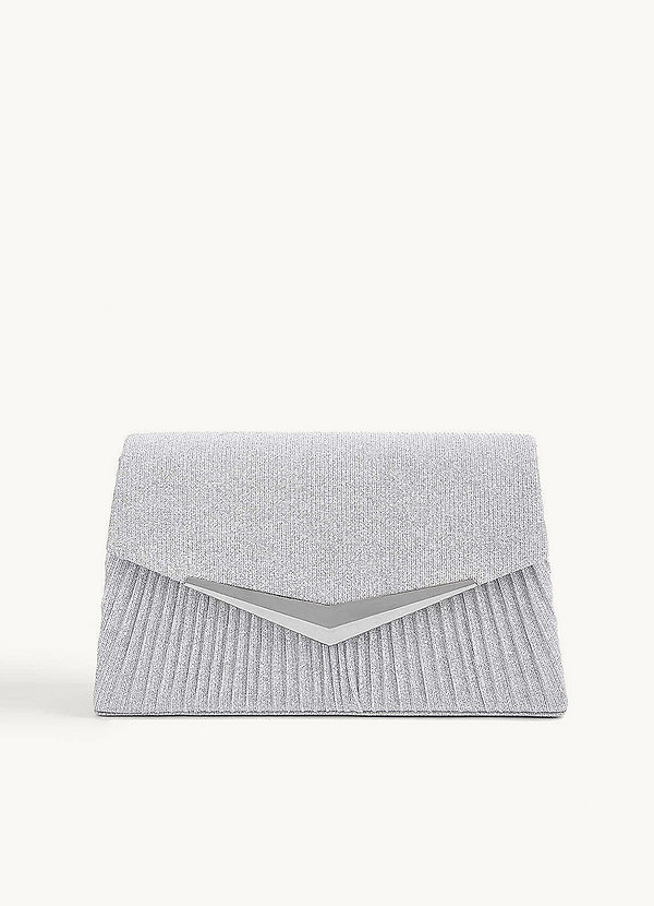 front Shimmer and Metal Pleated Clutch