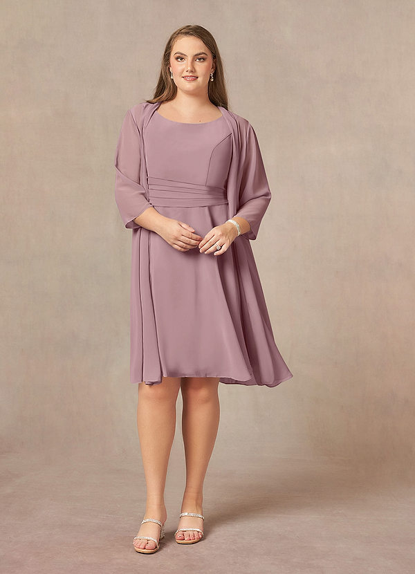 Azazie Shirley Mother of the Brides Dresses Dusty Rose A-Line Scoop Pleated Chiffon Dress image1