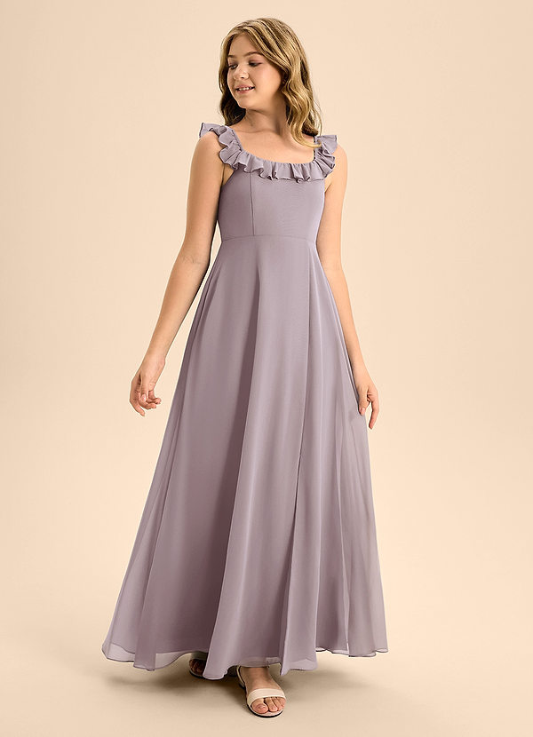 Azazie Callie Junior A-Linie Gestreift Chiffon Kleid Dämmerung image1