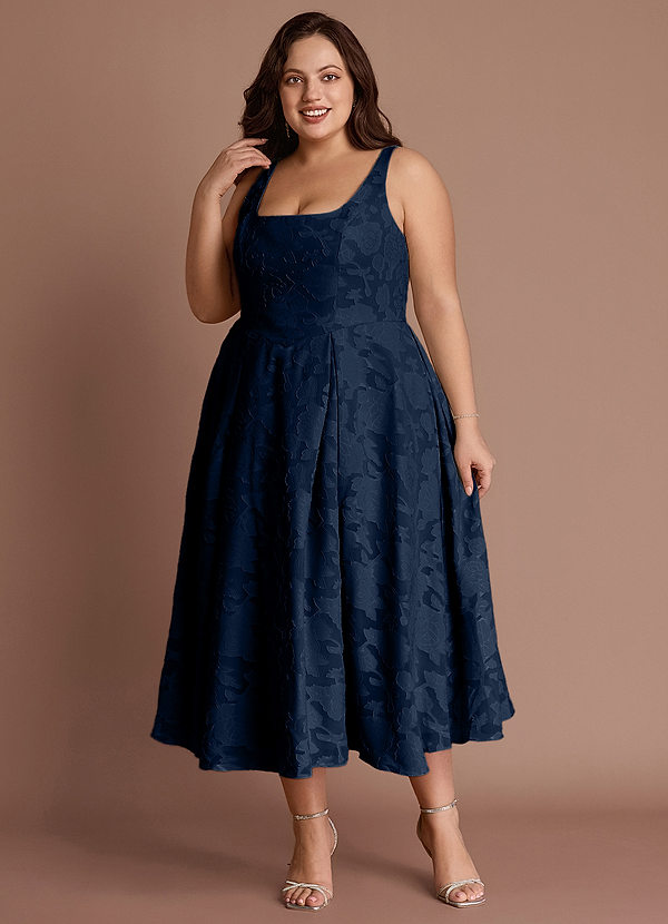 Amalie Navy A-line Midi Dress image1