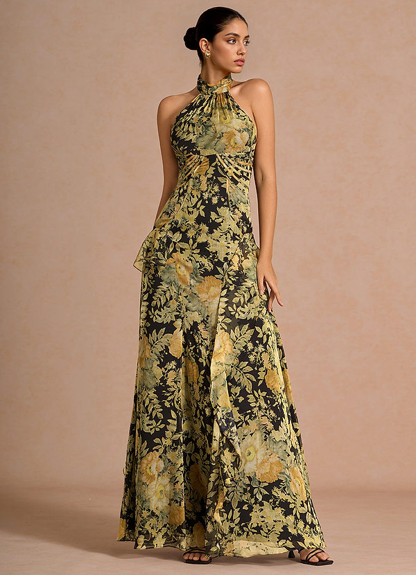 Vireya Black Floral Maxi Dress image1