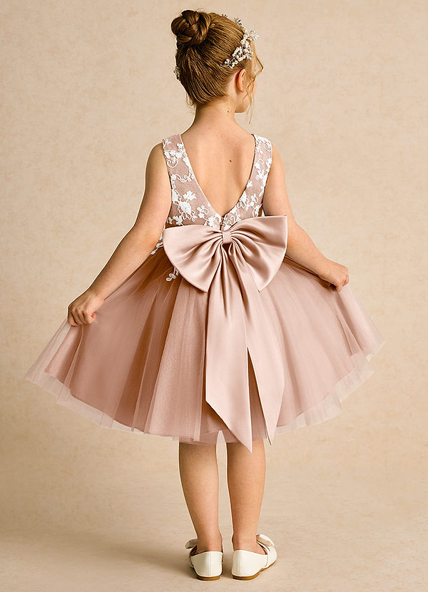 Azazie Butterfly Blumenkinder Kleider A-Linie Spitze Kleid Champagner Rosa image1