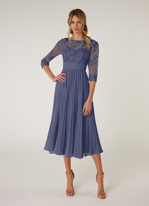 Azazie Tutu Mother of the Brides Dresses Stormy A-Line Boatneck Lace Chiffon Dress image1