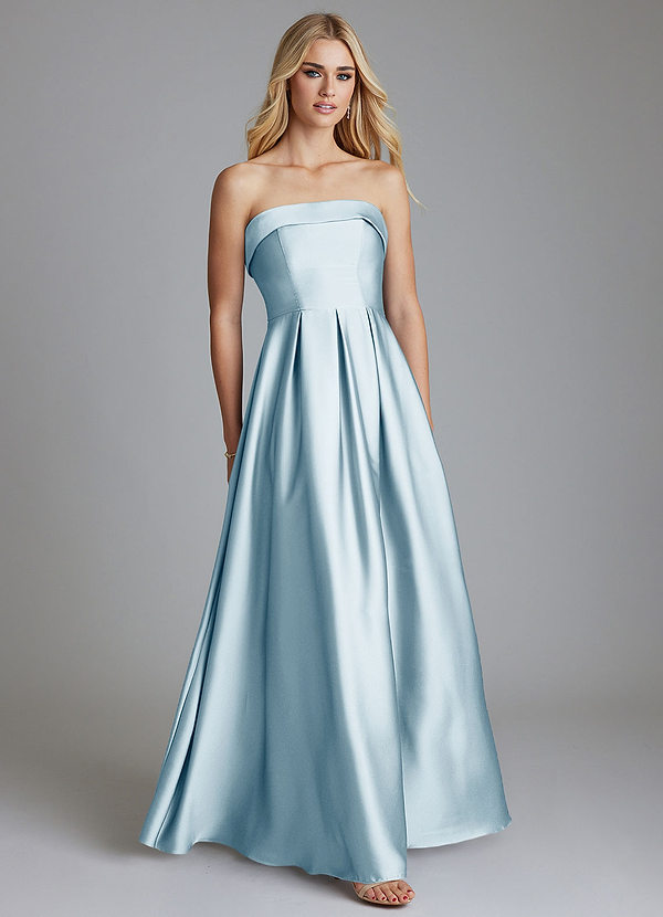 Azazie Lucienne Bridesmaid Dresses Sky Blue A-Line Strapless Stretch Satin Convertible Dress image1