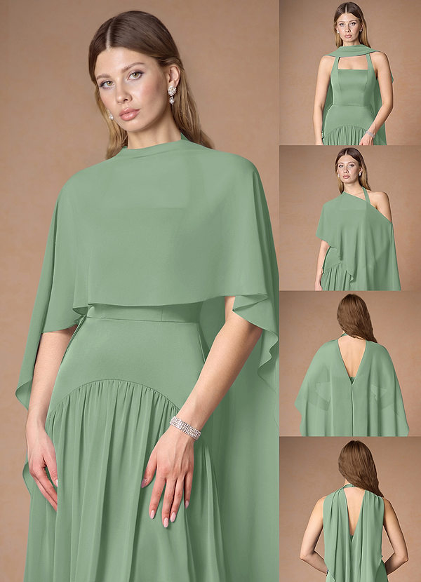 front Azazie Matching Color Chiffon Multiway Cape