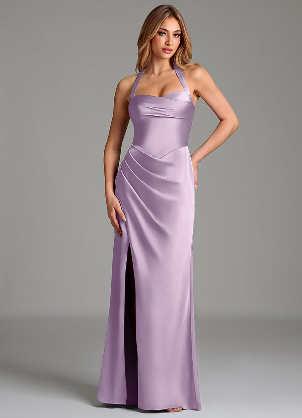 Azazie Serenity Brautjungfernkleider Meerjungfrau-Linie Herzausschnitt Stretch-Satin Kleid Frostiges Flieder image1