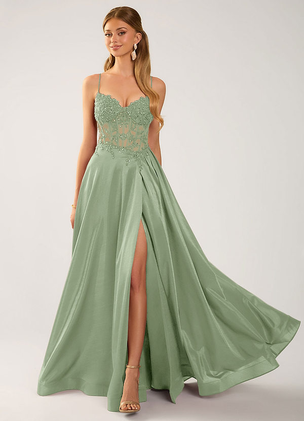 Isoldemark Sauge Robe de bal en satin brodée de perles et de sequins image1