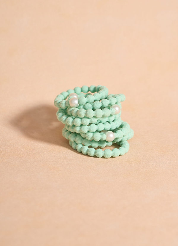front Set di 10 elastici per capelli con perle