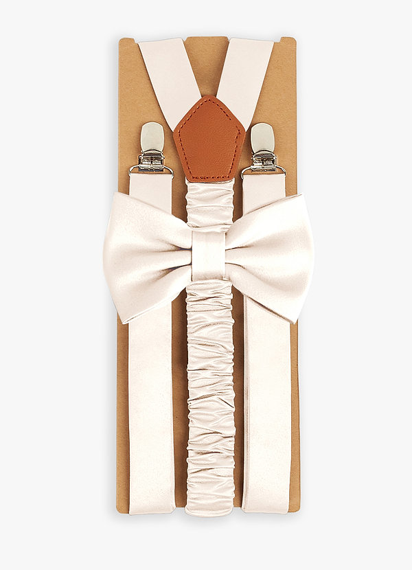 front Matching Matte Satin Bow Tie & Suspenders Set