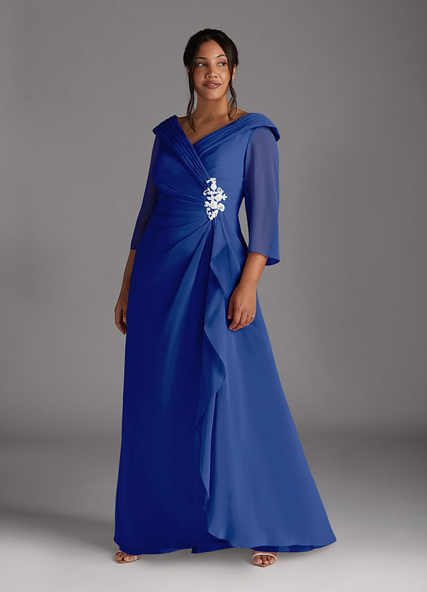 Azazie Jaycee Mother of the Brides Dresses Royal Blue A-Line Chiffon Dress image1