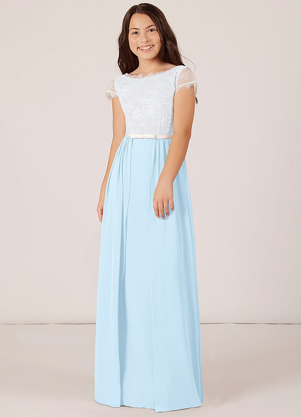 Azazie Laye A-Line Lace Chiffon Floor-Length Junior Bridesmaid Dress image1