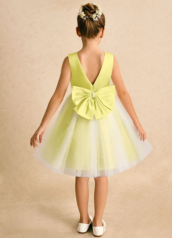 Azazie Esme Abiti da Ragazza di Fiori Abito Principessa in Tulle Fiocco Canarino image1