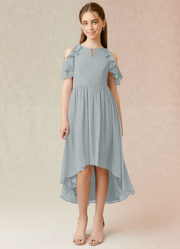 Vestidos De Dama De Honor Junior De Chifón A La Altura De Té Azul main image 0