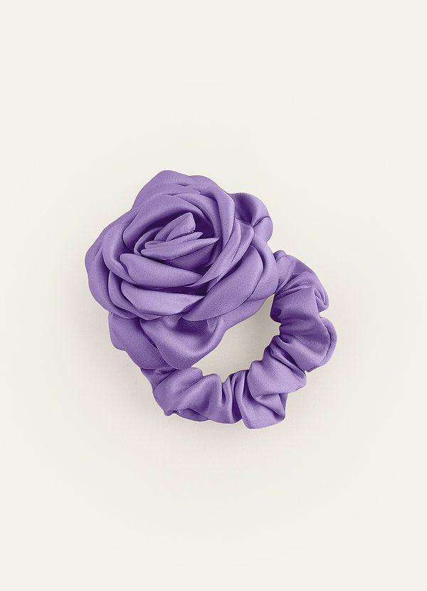front Matching Color Matte Satin Rose Scrunchie
