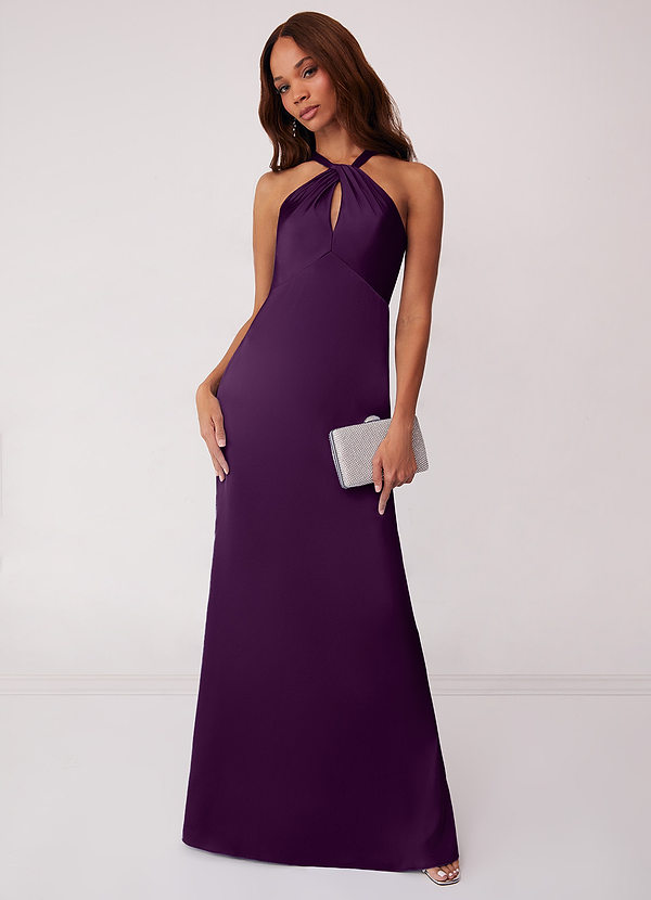 Barbie ♥ Azazie Bridesmaid Dresses Grape Sheath Stretch Satin Dress image1