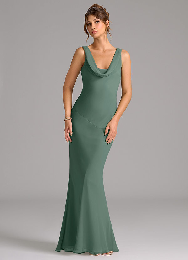 Azazie Rylina Bridesmaid Dresses Sea Moss Mermaid Pleated Chiffon Dress image1