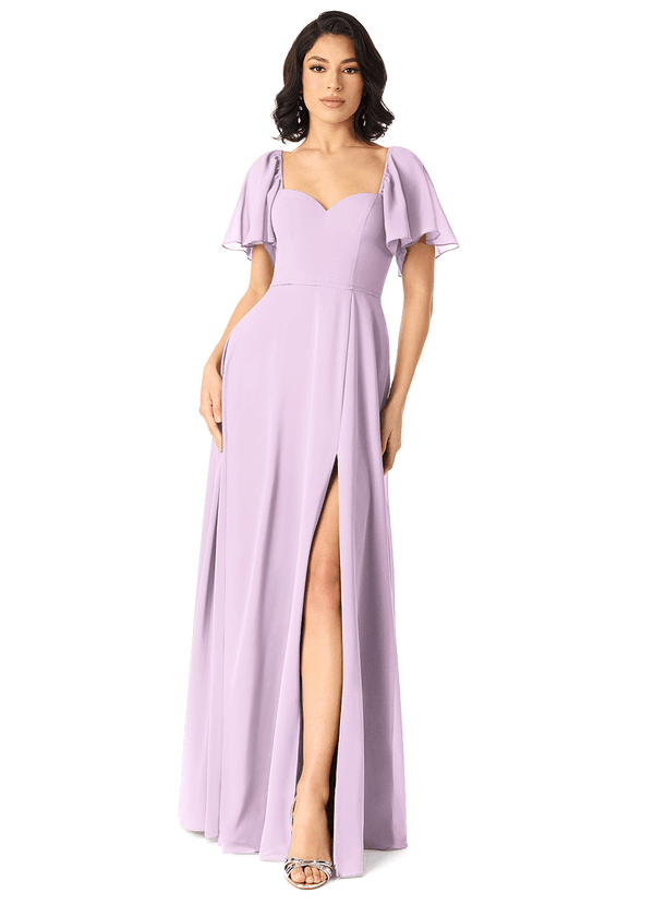 Azazie Chloe Bridesmaid Dresses Frosted Lilac A-Line Sweetheart Neckline Chiffon Dress image1