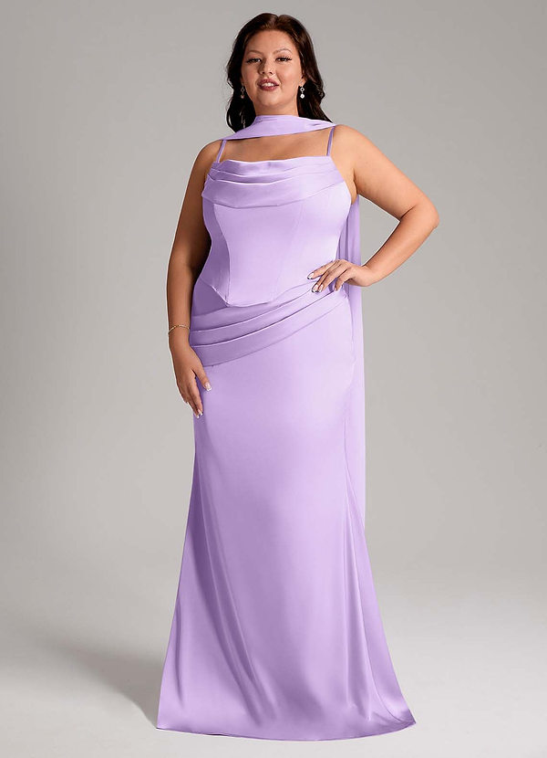 Azazie Sorrel Bridesmaid Dresses Lilac Mermaid Strapless Stretch Satin Convertible Dress image1