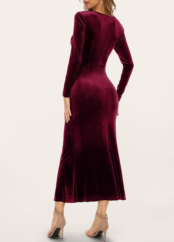 back Promise Of Forever Burgundy Velvet Maxi Dress