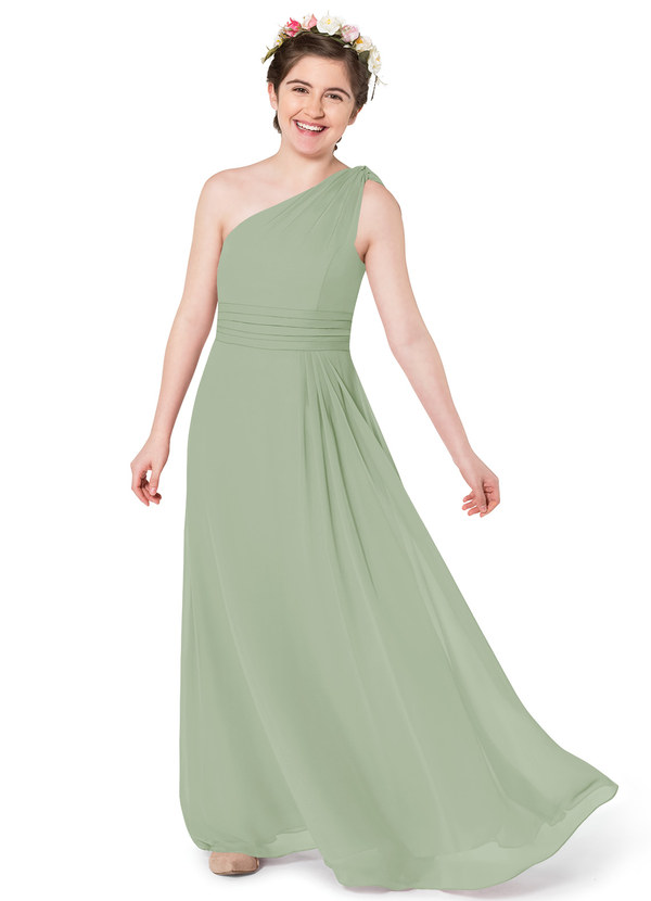 Azazie Cleo JBD Junior Bridesmaid Dress - Dusty Sage | Azazie