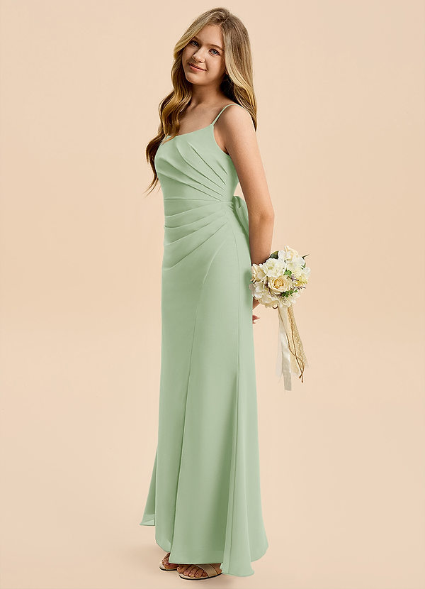 Azazie Amelia Junior Dusty Sage Mermaid Pleated Chiffon Dress image1
