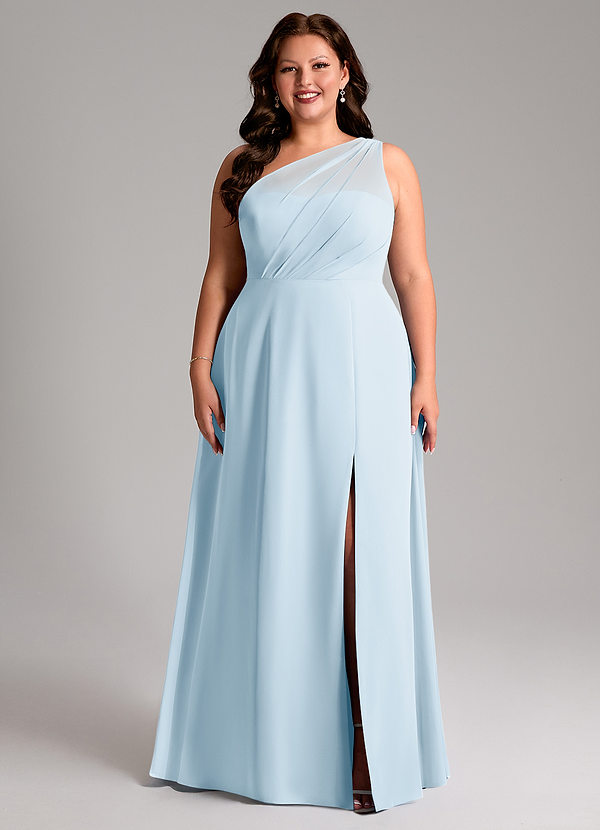 Azazie Phaedra Bridesmaid Dresses Sky Blue A-Line One Shoulder Chiffon Dress image1