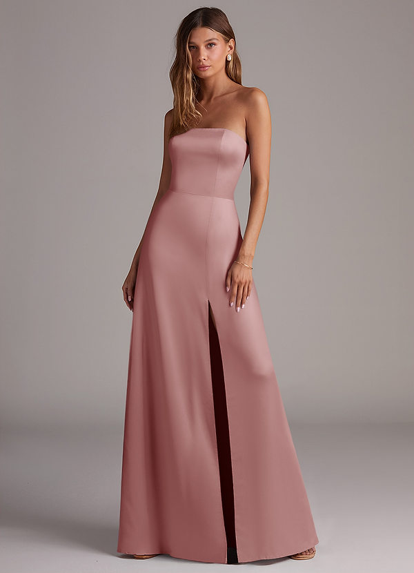 Azazie Wren Bridesmaid Dresses Dusty Rose A-Line Strapless Stretch Satin Convertible Dress image1
