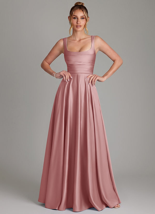 Azaria Bridesmaid Dresses Dusty Rose A-Line Corset Stretch Satin Dress image1