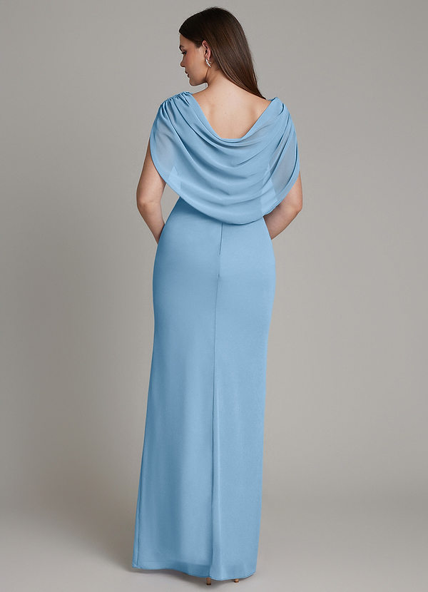 Azazie Hadley Abiti da Damigella Abito Sirena in Chiffon Plissettato Blu Acciaio image1