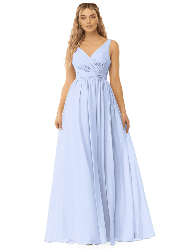 Azazie Kora Bridesmaid Dresses Ice A-Line Pleated Chiffon Dress image1