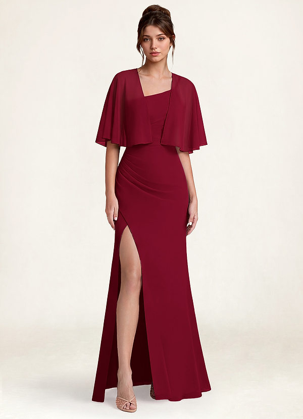 front Azazie Matching Color Chiffon Short Cape Shawl