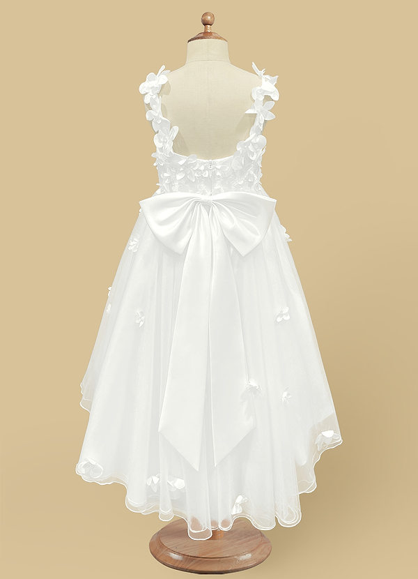 Azazie Ceres Flower Girl Dresses Ball-Gown Lace Tulle Asymmetrical Dress image2