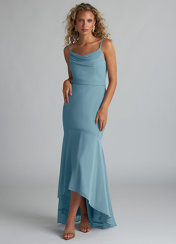 Summer Mermaid Scoop Cowl Chiffon Dress