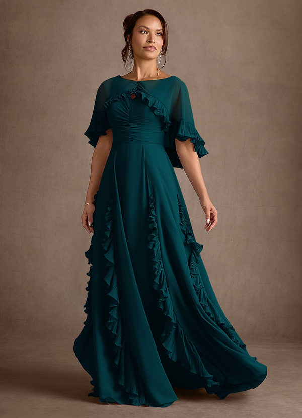 Darla Vestidos para la madre de la novia Vestido Pino de Gasa de Corte en A con Drapeado image1